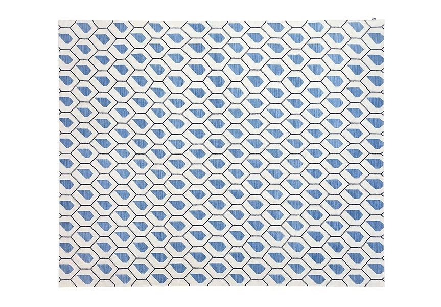 KILIM DROPS OFF WHITE/INDIGO