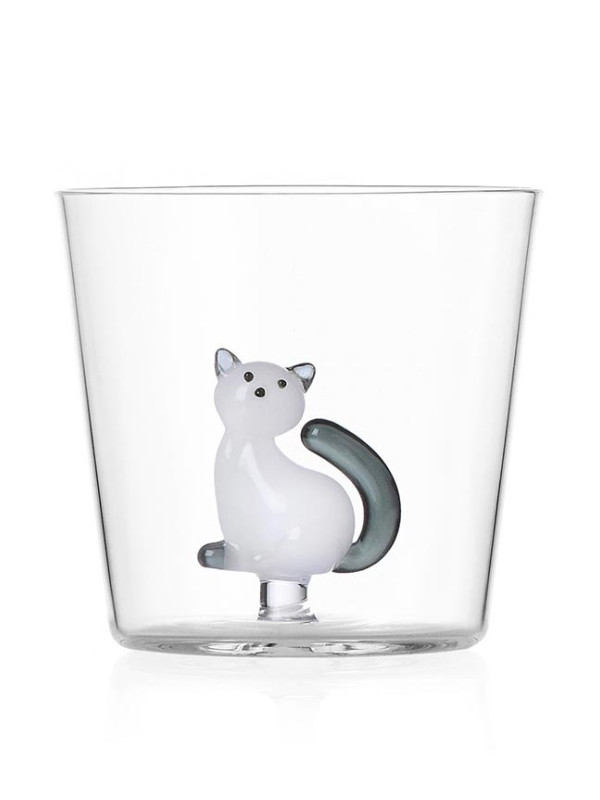 TABBY CAT TUMBLER GATTO SDRAIATO GRIGGIA SMOKE - 8 X 8
