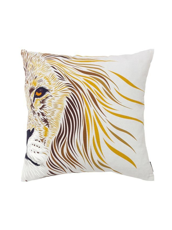 ALMOFADA PRINTED LION 1 OFF WHITE - 45 X 45