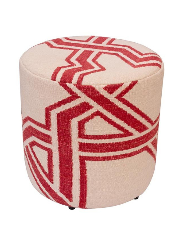 PUFF FORRADO DHURIE MOROCCAN 3 WHITE/RED MULTI 7 - 45X40X40