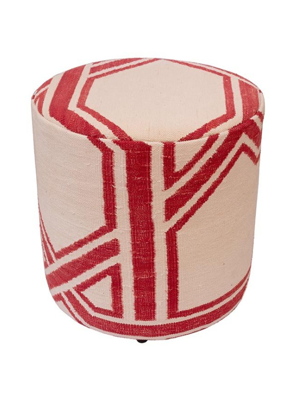 PUFF FORRADO DHURIE MOROCCAN 3 WHITE/RED MULTI 9 - 45X40X40