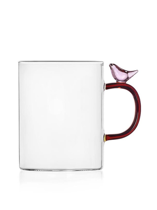 TAZZA UCCELLO ROSA - 10 X 8