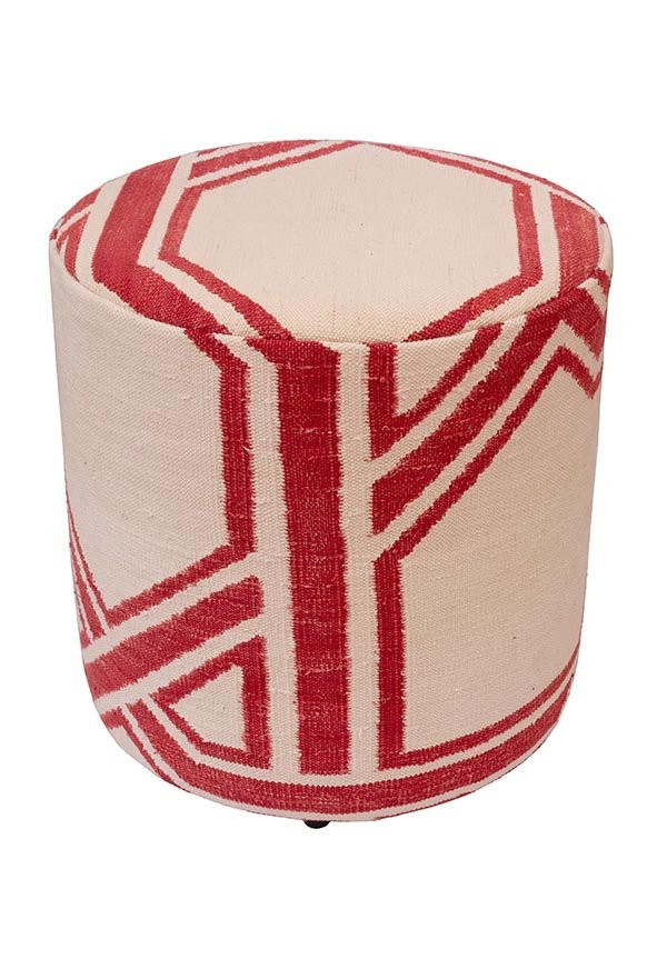 PUFF FORRADO DHURIE MOROCCAN 3 WHITE/RED MULTI 9 - 45X40X40
