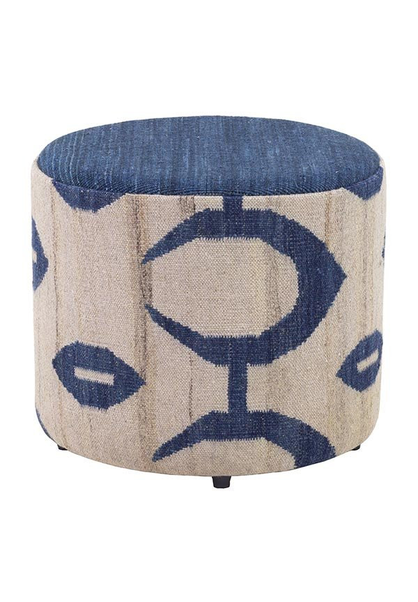 PUFF 45 KILIM IKAT ZULU 2 DARK BLUE MULTI 1 - 40X45X45